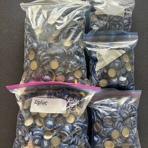 5 bags Blue Bottle Cap Art mostly Bud Light